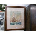 A framed and glazed watercolour maritime scene