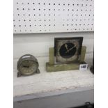 An art deco Swiss eight day onyx and chrome clock a/f and one other art deco clock