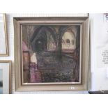 A frame oil on canvas "cloisters" signed
