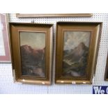 A pair of gilt framed oils on board Alpine scenes