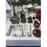 A small assortment of metal ware