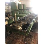 A retro chrome and glass Pieff dinning table and eight chairs