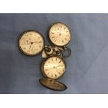 Three hm silver cased pocket watches including full hunter watch A/F
