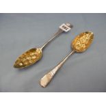 A pair of matched Georgian hallmarked silver berry spoons weight 114 grams