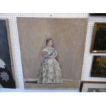 An unframed oil on canvas "Study for the state portrait of Queen Elizabeth the Queen Mother" artist