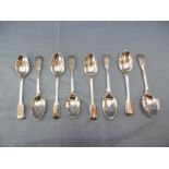 A set of eight Victorian fiddle and thread hallmarked silver tea spoons London 18663 weight 226