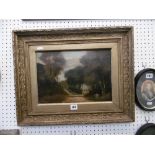 A Victorian gilt framed oil on canvas country lane,