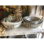 Two sets of three Canton fruit bowl sets