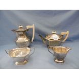 A four piece art deco hallmarked silver tea service 1610 grams