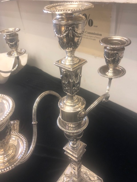 A pair of hallmarked silver candleabras, one candlearbra weighs at 1.725kg and other 1. - Image 17 of 17