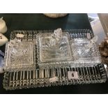 An art deco cut glass dressing table set