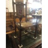 A set of five oak rush seated chairs