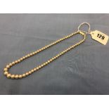 A peal necklace with 9ct yellow gold clasp