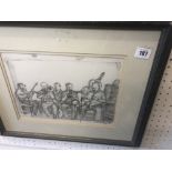 A FRAMED PENCIL DRAWING, THE BULLERS ARMS JAZZ FESTIVAL,