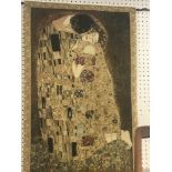 A Gustav Klimt "the kiss" wall hanging