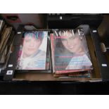 An assortment of Vogue magazines, 1980's, 18 copies approx.