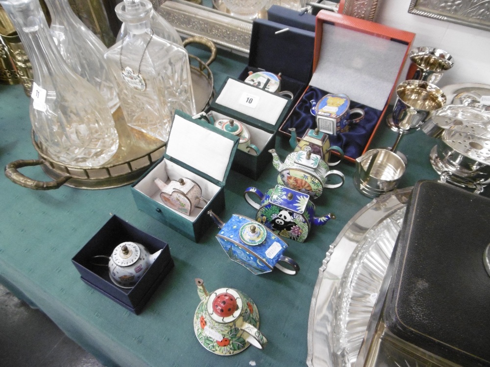 A qty of miniature enamel teapots - Image 2 of 2