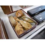 A ladies Bakelite dressing table set