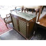 A mahogany marble topped chiffonier