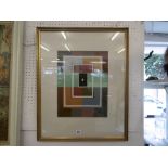 A framed mid century gouache painting signed M I Brown