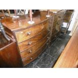 A mahogany bow front chest of drawers