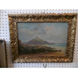 A gilt framed Edwardian oil on board seascape,