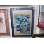 A framed mixed media painting "Ice Man" artist Russell Framption