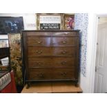 A 19th century mahogany chest of six drawers on ball and claw feet