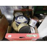 A quantity of odds, inc. metal tins, chinaware etc.