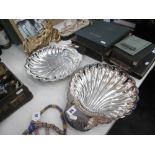 A pair of large Christofle silver plated shell dishes