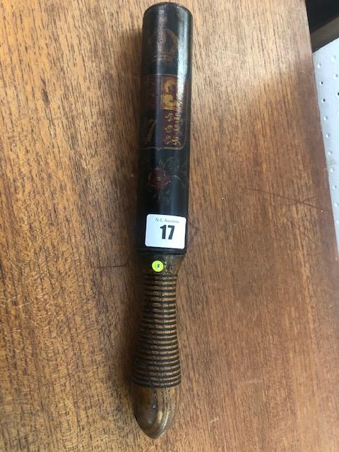 A Victorian turned wood truncheon painted with crown over "VR" cipher over "S. - Image 2 of 6