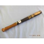 A Victorian turned wood truncheon painted "E.S.C" within shield over " Sergt.