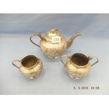 An Anglo Indian white metal tea service circa 1900 weight 687 grams