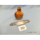 An agate snuff bottle and a hallmarked silver bracelet