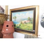 A framed oil on canvas continental scene,