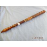A Victorian turned pine long truncheon ,