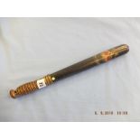 A Victorian turned wood truncheon painted with lion passant guardant "Shield of Rampant Lion" on
