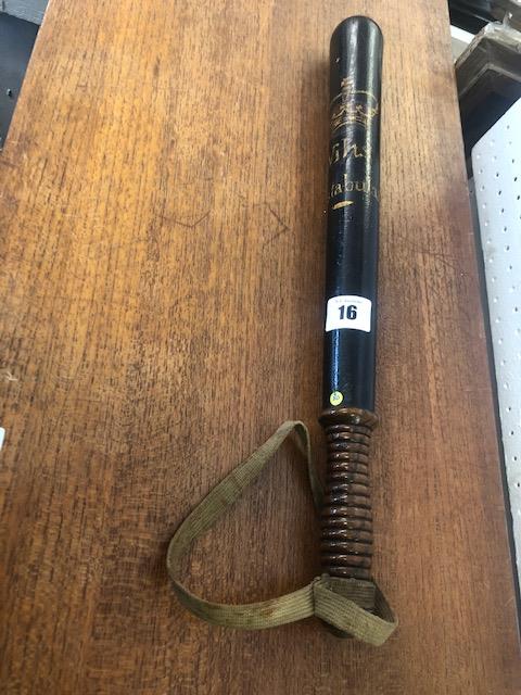 A Victorian turned wood truncheon painted with crown over "Wilts Constabulary" on a black ground - Image 2 of 7