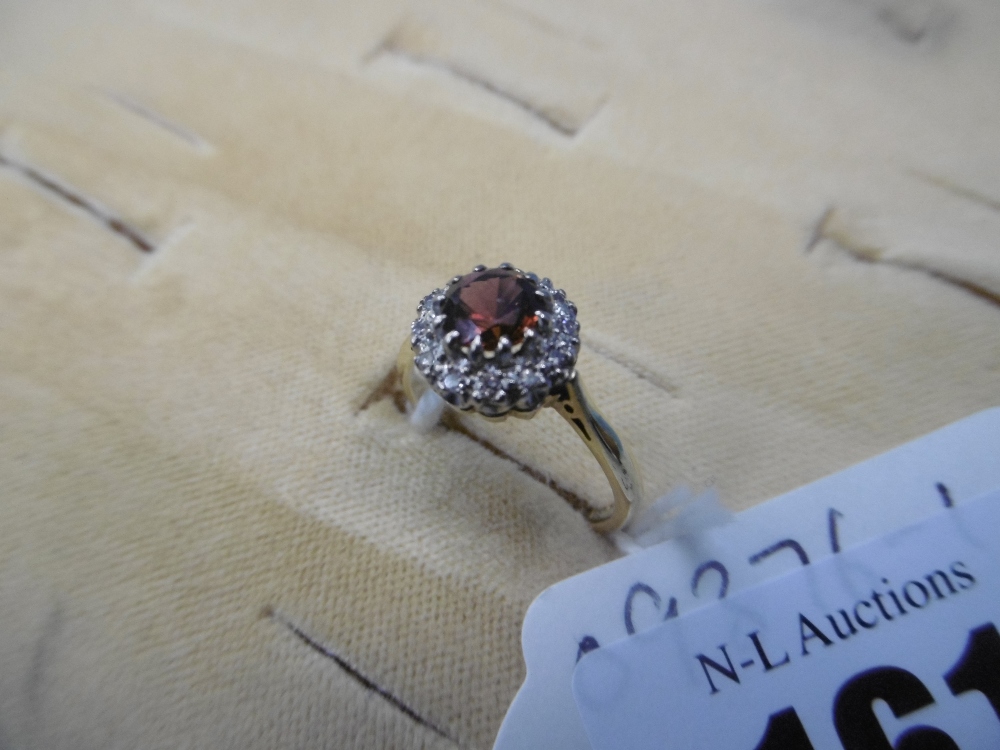 A hm 18ct gold, diamond and garnet cluster ring, - Image 2 of 3