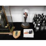 A collection of medals plus a commando figure under glass and a wall plaque Stanley David Hicks