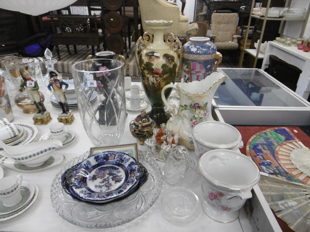 A quantity of assorted cut glassware and vases