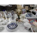 A quantity of assorted cut glassware and vases