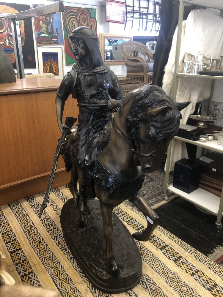 A bronze sculpture of Bedouin on horseback - Image 2 of 6