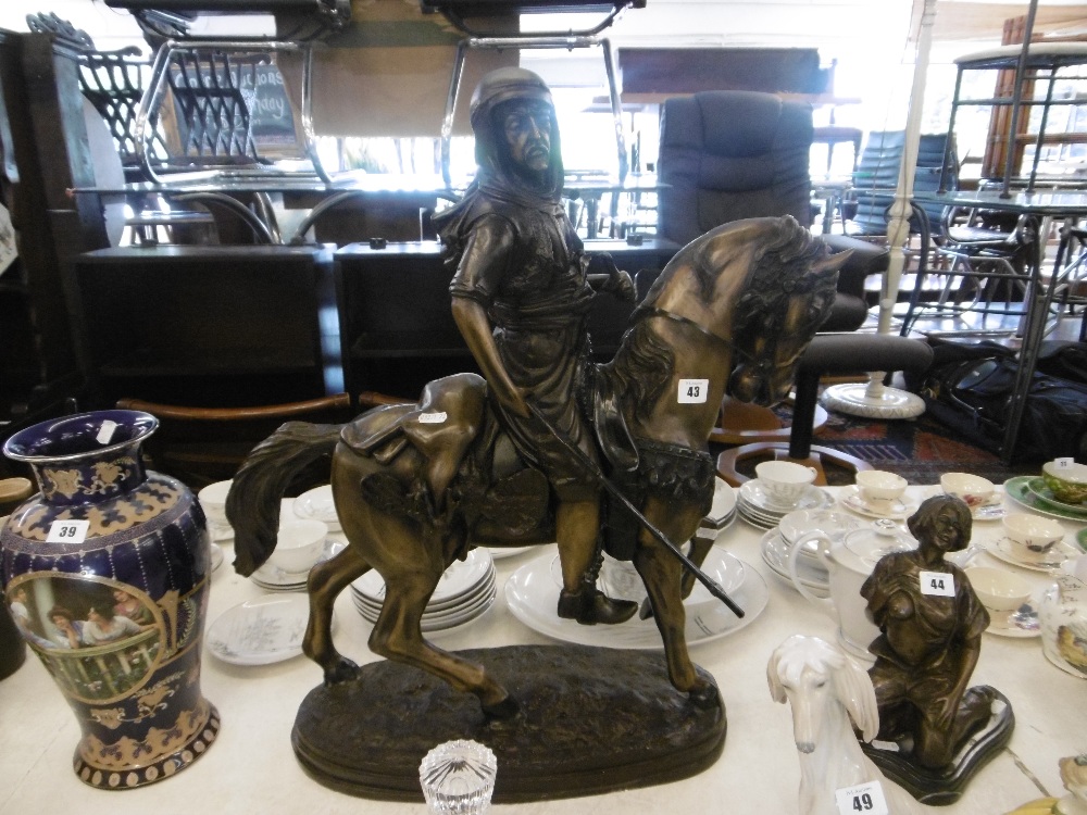 A bronze sculpture of Bedouin on horseback - Image 5 of 6