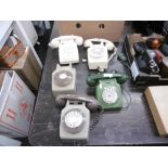 Five assorted vintage telephones