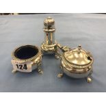 A three piece hallmarked silver cruet set