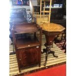 A 19th century inlaid trumpet games table and mahogany night stand