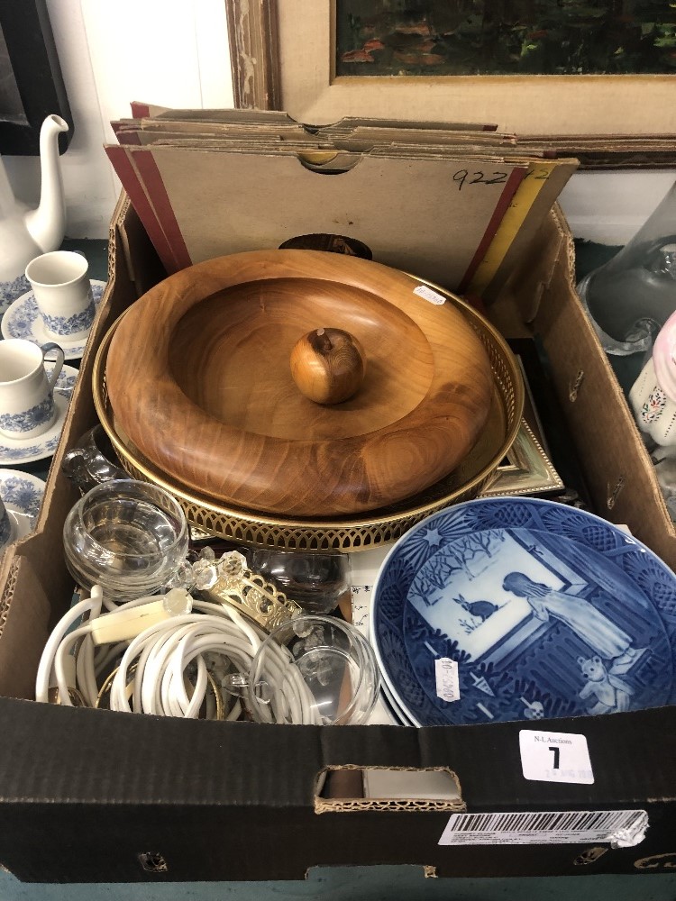 A selection of assorted sundries including four Royal Copenhagen Christmas plates