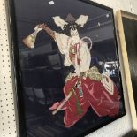 A framed Japanese silk of Samurai