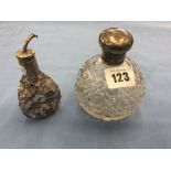 A hallmarked silver topped scent bottle plus one other